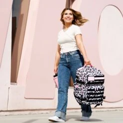 25L Backpack Leopard Pink Zip -Wolfpak 0a6a8692