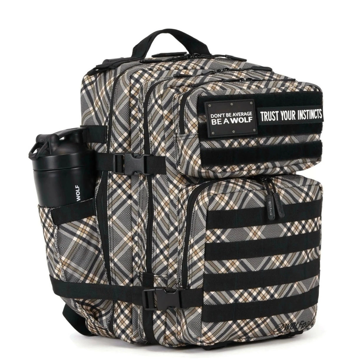 35L Backpack Black Tan Plaid 2 35L Backpack Black Tan Plaid - Image 2
