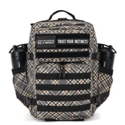 35L Backpack Black Tan Plaid