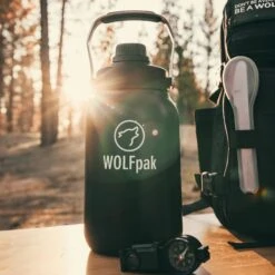 64oz Flask Black White Letters -Wolfpak image acdf48cd 7ee9 4a4b 8005 78c87e541649